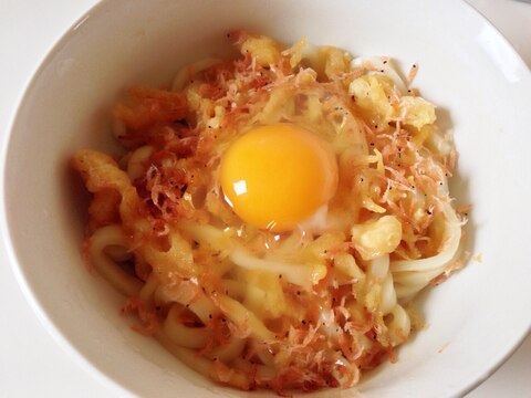 節約料理！小エビと揚げ玉のぶっかけうどん